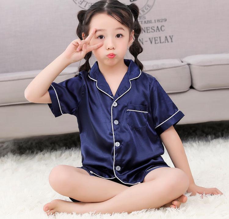 Children's Ice Silk Pajamas Set - Comfortable Summer Sleepwear for Boys and Girls