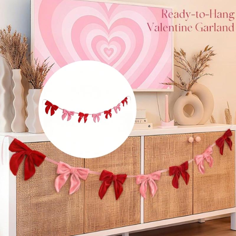 User Friendly Polyester Velvety Bowknot Garlands Efficient for Sustainable Celebration 2 Meters Long Durable Decors