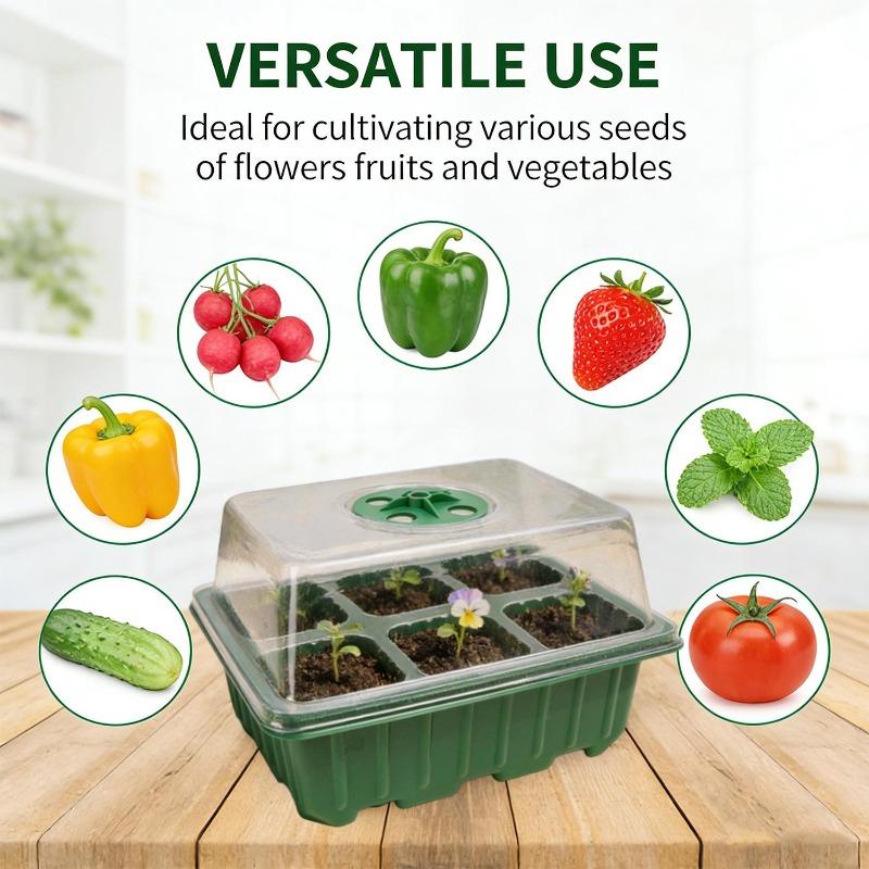 Seedling Tray With Lid 6 Hole Plant Germination Kit Greenhouse Propagation Box With Vent Portable Nursery Pots Succulent Flower