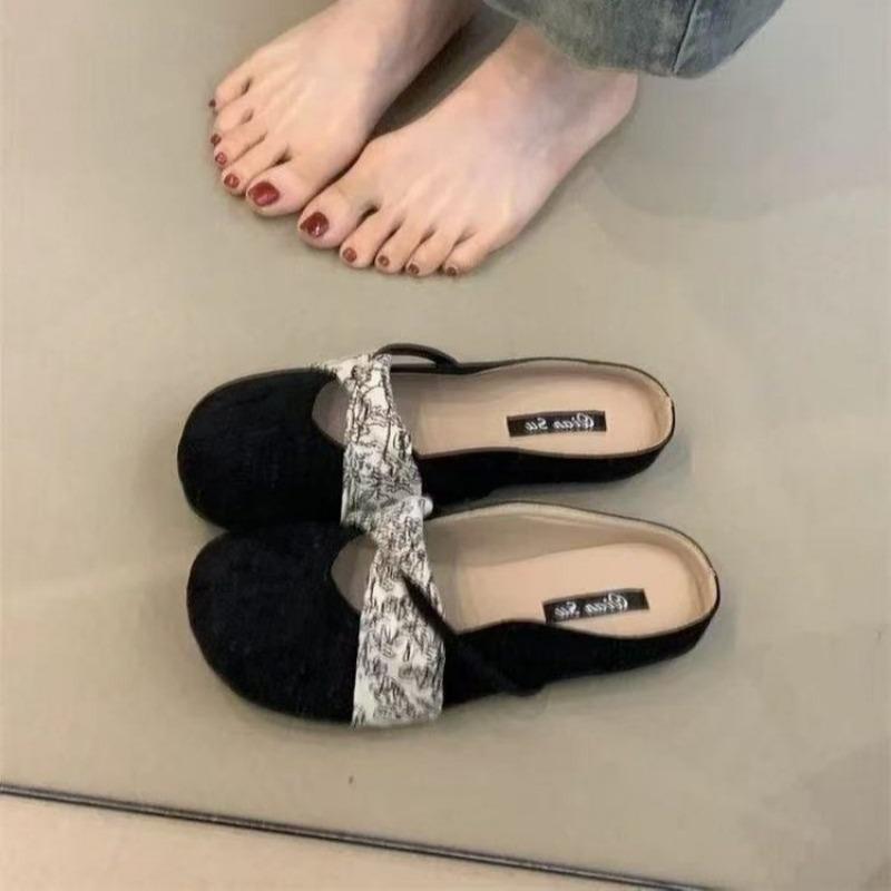 

Summer ladies student gentle new retro temperament shallow mouth Mary Jane slippers 40 чёрный