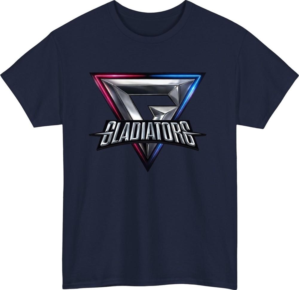Gladiators Logo TShirt Neon Triangle Graphic Tee Futuristic Metallic Top S