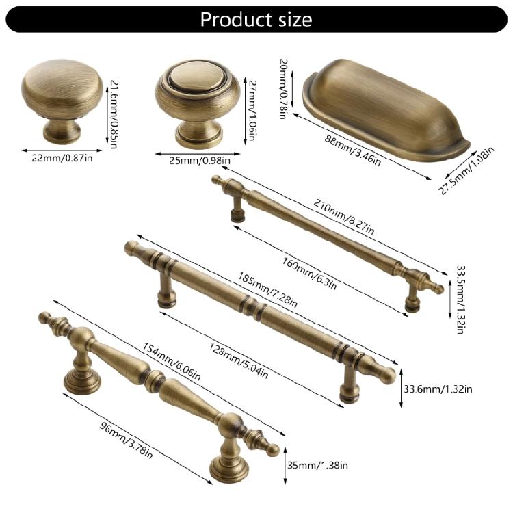 Oxidation Resistant Solid Brass Handles Comfortable Grip Drawer Pull Simple Installation for Cabinets Drawers Cupboards