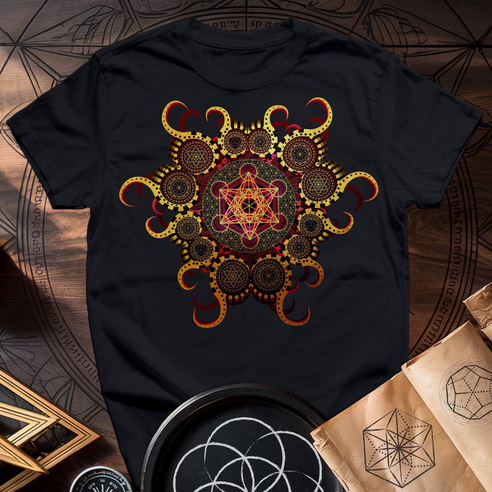 Organic Metatron s Cube T-Shirt | Sacred Geometry Festival Tee 2XL