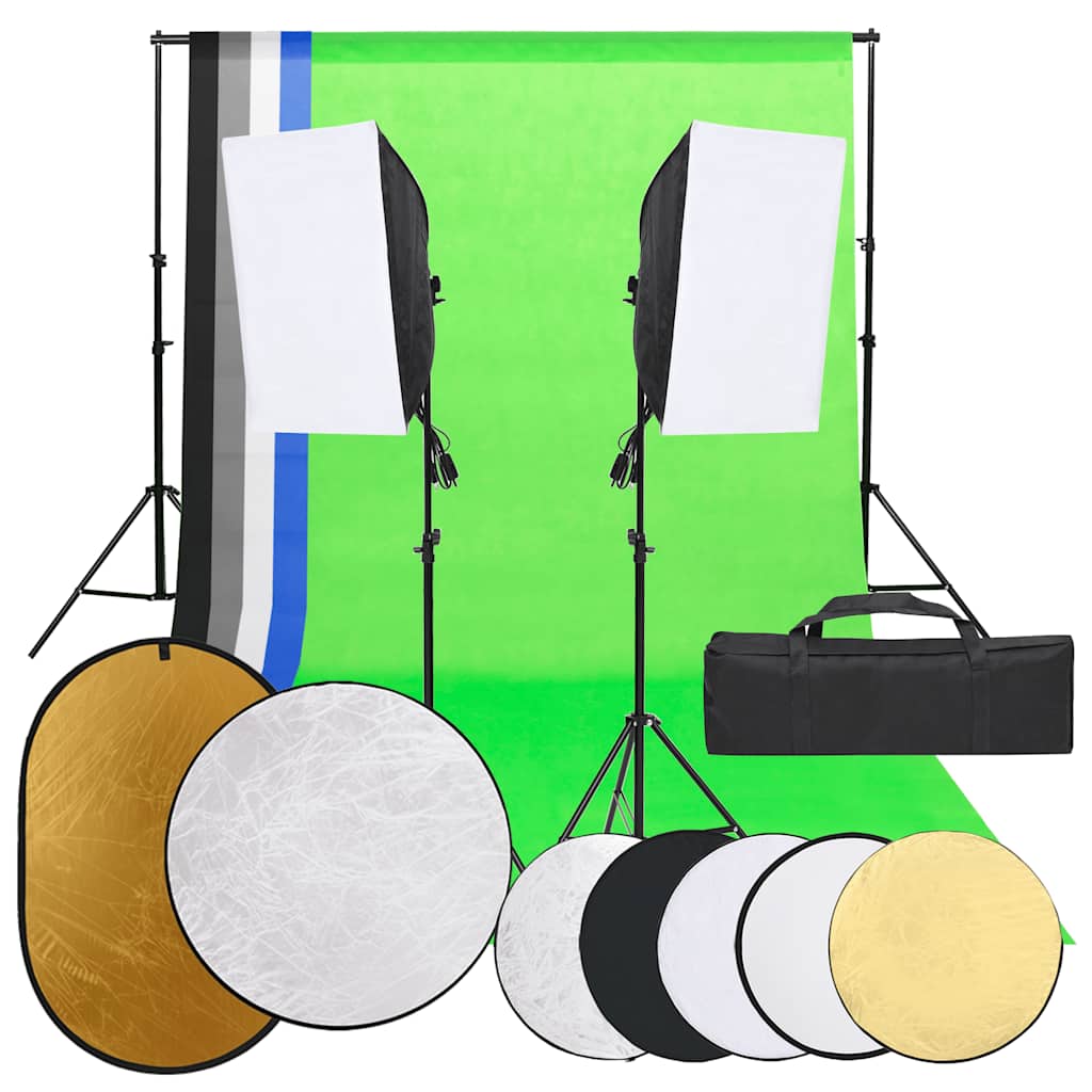 Vidaxl Studio Set With Lamps, Backdrops, and Reflectors