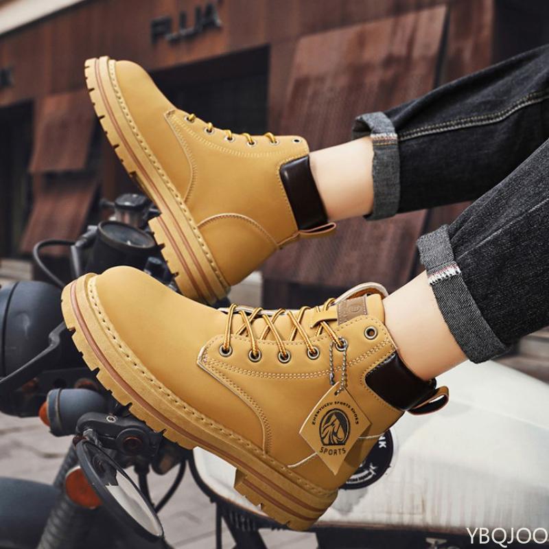Men's Spring Autumn Retro High Top Boots Simple Comfortable Versatile for Daily Leisure Anti Slip Wear-resistant Men's Shoes