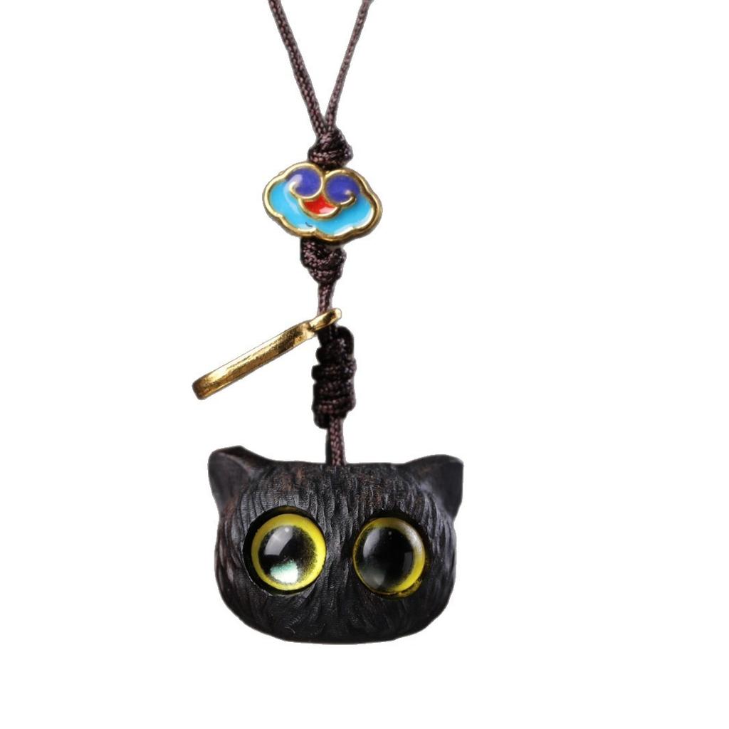Ebony Kitten Head Pendant Healing Hammer Cat Mobile Phone Chain Bag Keychain Pendant Live Like Gifts Home Decoration Accessories