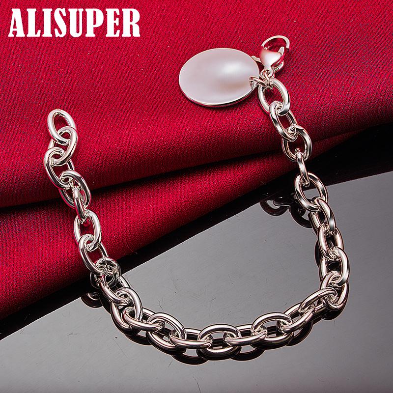 925 Sterling Silber Kreis/Runde Tag Armband Schmuck