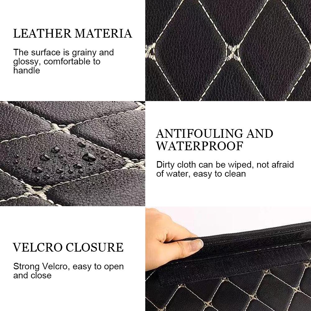 Car Trunk Organizer Storage Box PU Leather Auto Organizers Bag Folding Trunk Storage Pockets for Vehicle Sedan SUV Accessories