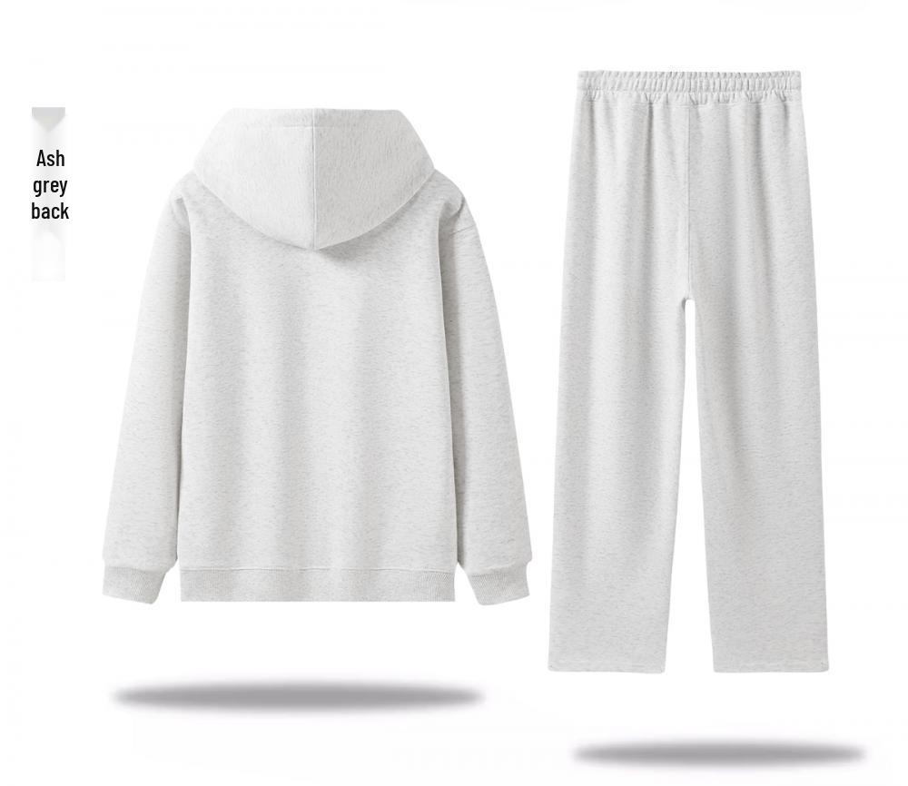 2025 Women's Autumn/Winter Hooded Sweatshirt & Flat Hem Sweatpants Set - Trendy American Brand Loose Fit, 300g Weight.