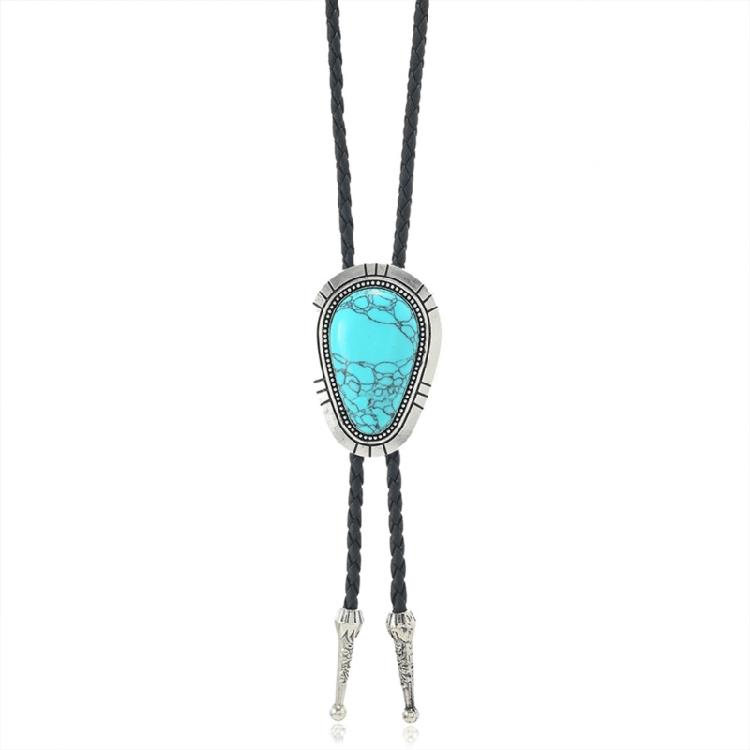 Verstelbare Turkoois Bolo Tie Ketting 36,2G En 27,5G Optie Hanger Nekketting Voor Outfits Geïnspireerd Op Het Westen