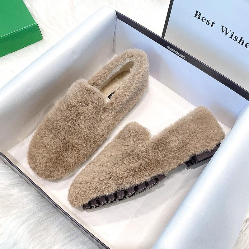 

Обувь Мао Мао женская носит новую бархатную хлопковую обувь на толстой подошве зимой, одна педаль, обувь Дуду больших размеров - 43 хаки