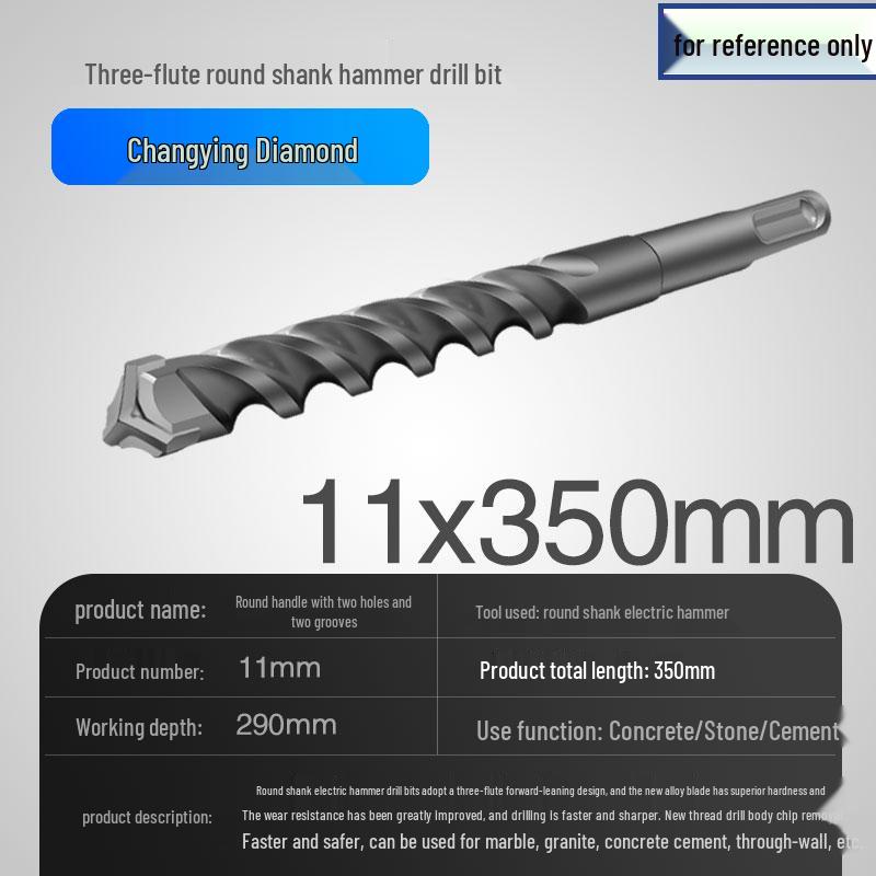 Three-Flute Round & Square Shank Drill Bit for Concrete, Cement, Rebar, Stone, Granite, Marble.