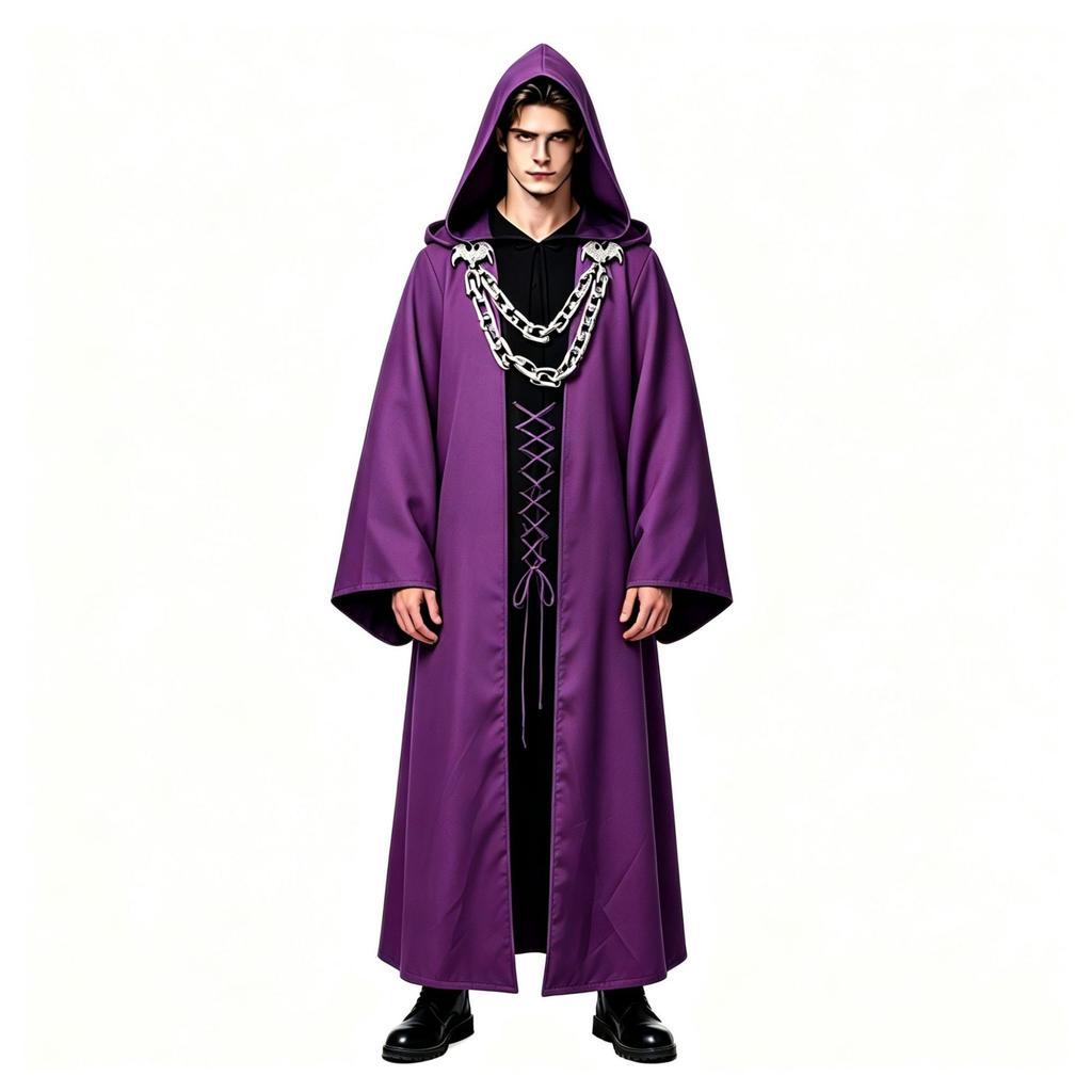Halloween Dark Chain Hooded Men's Polyester Echo Cape Medieval Role-Playing Party Cosplay Cloak