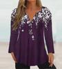 2023 Autumn/Winter Women's V-Neck Printed Long-Sleeve T-Shirt