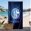 Telo Mare Personalizzato Stampato Schalke 04 FC Logo Calcio Supporto Nome Personalizzato Testo Asciugamano Assorbente Per Sport Viaggio Regalo Speciale