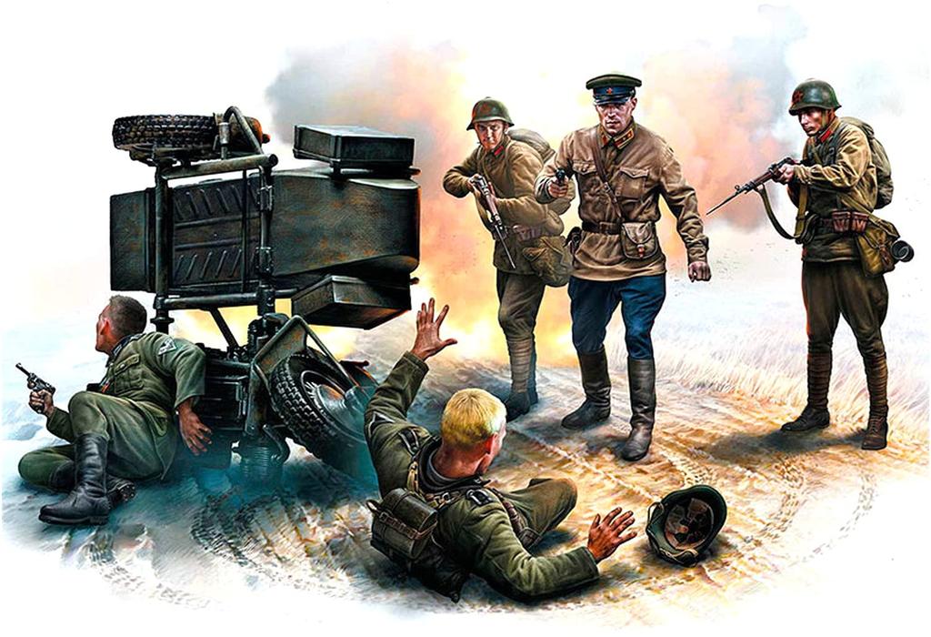 Master Box Accident 2 German 3 Soviet Accident Plastic MB35090 1/35 German-Soviet - Soldiers, Soldiers, Encounter, Model,