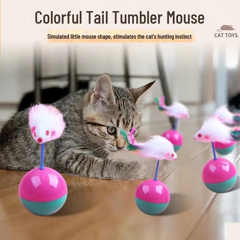 Interactive Colorful Mouse Tumbler Cat Toy - Scratch & Bite Resistant, Self-Play Boredom Relief Plush for Kittens