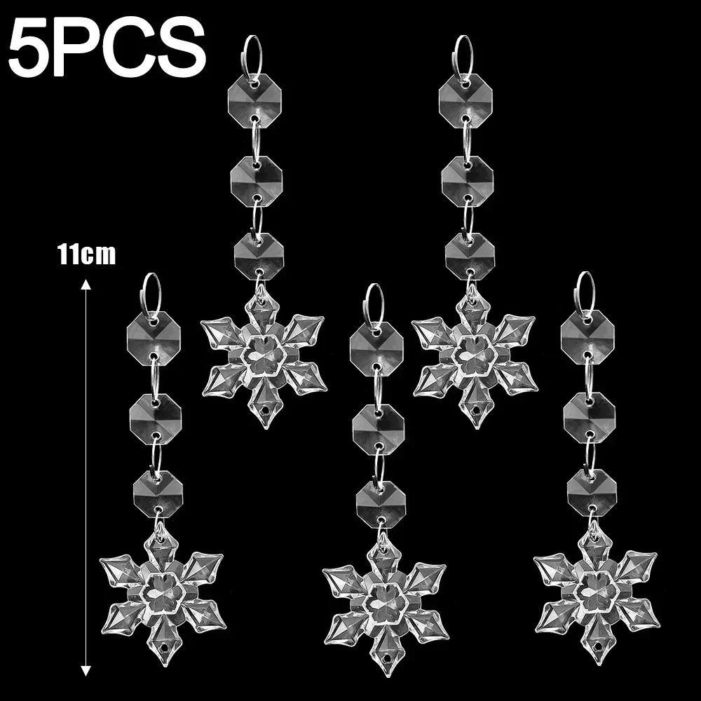 Acrylic Christmas Pendants Crystal Clear Snowflake Icicle Xmas Tree Hanging Pendant Ornaments New Year Home Party Decoration