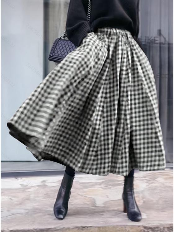 High-End Retro Plaid A-Line Skirt - Elegant, Versatile & Comfortable Slim Fit