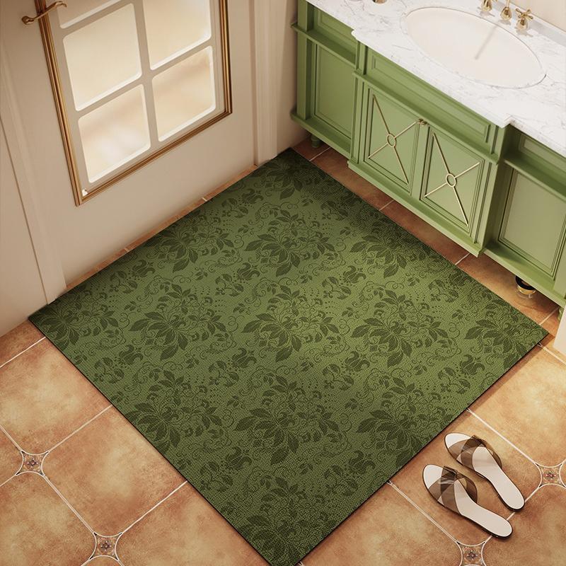 

Bathroom Carpet Non-slip Water-absorbing Quick-drying Floor Mat American Dark Green Square Rug Diatom Mud Home Decoration Mats 1pc 50x50cm
