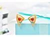 Stylish Geometric Triangle Earrings in Gold-Plated 925 Sterling Silver with Southern Red Agate