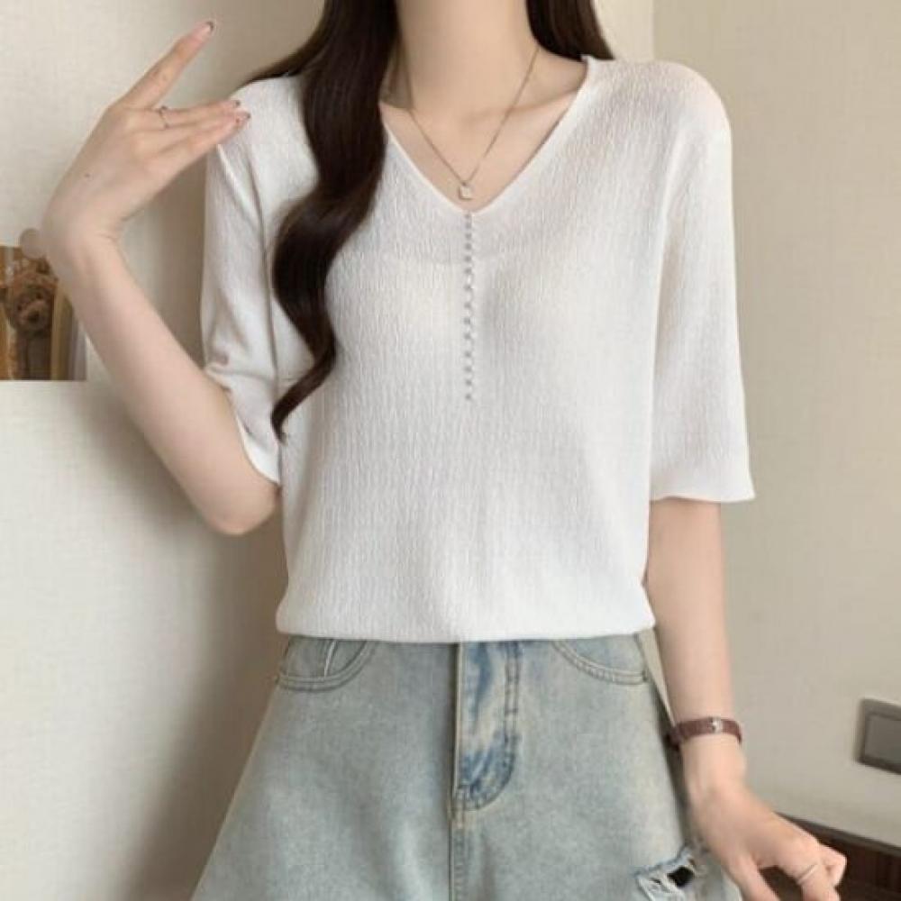 Navava Thin Cool Pearl PoinT ShorT Sleeve KniT T Nk3072