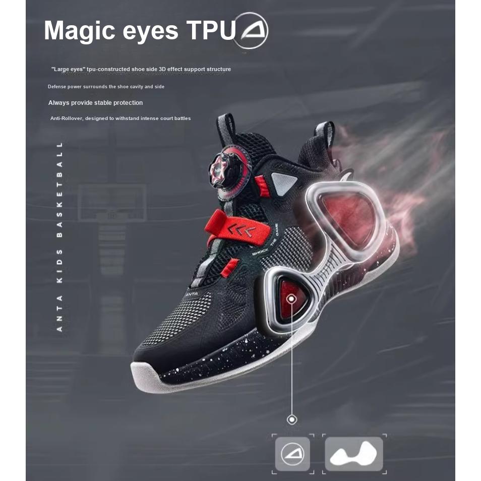 Anta Comfortable Versatile Shock Absorbing Low Top Kids Basketball Shoes Kids sneaker Red 312341120-8
