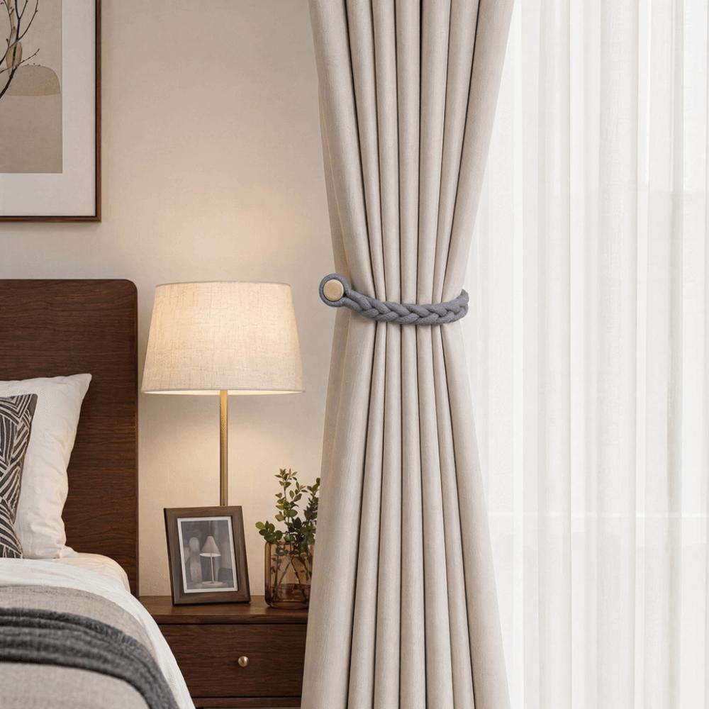 1 Pair Boho Style Braid Curtain Straps Fashion Curtain Buckle Magnetic Curtain Tieback Decoration