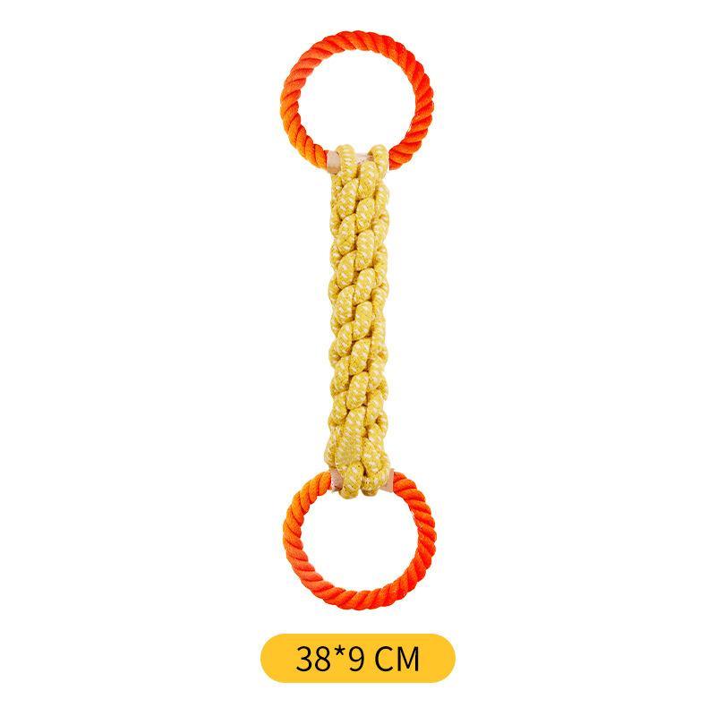 Pet Playtime Dog Toy Rope Double-Ring Cotton Blend for Interactive Enjoyment