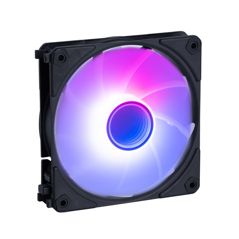 Owltech Single PC Case Fan with Built-in ARGB LED, Addressable RGB, Daisy Chain, PWM, Quiet Cooling, Black, OWL-FS1225ARGB-BK