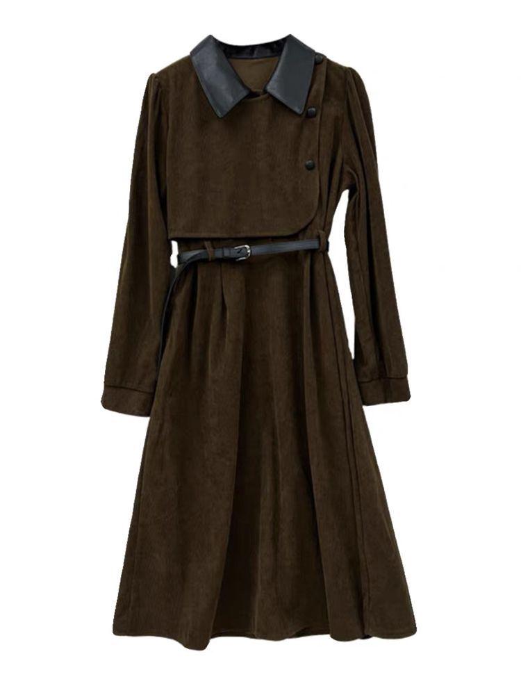 2026 Early Spring French Retro Slimming Waist Long-Sleeved Two-Piece Dress