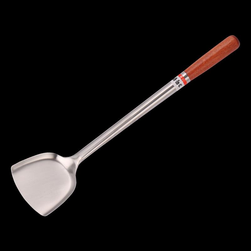Stainless Steel Large Spatula for The Cafeteria, Wooden Handle, 1.5 Feet, Thickened and Lengthened Spatula, Chef's Wok, Wok, Strainer, Long Handle