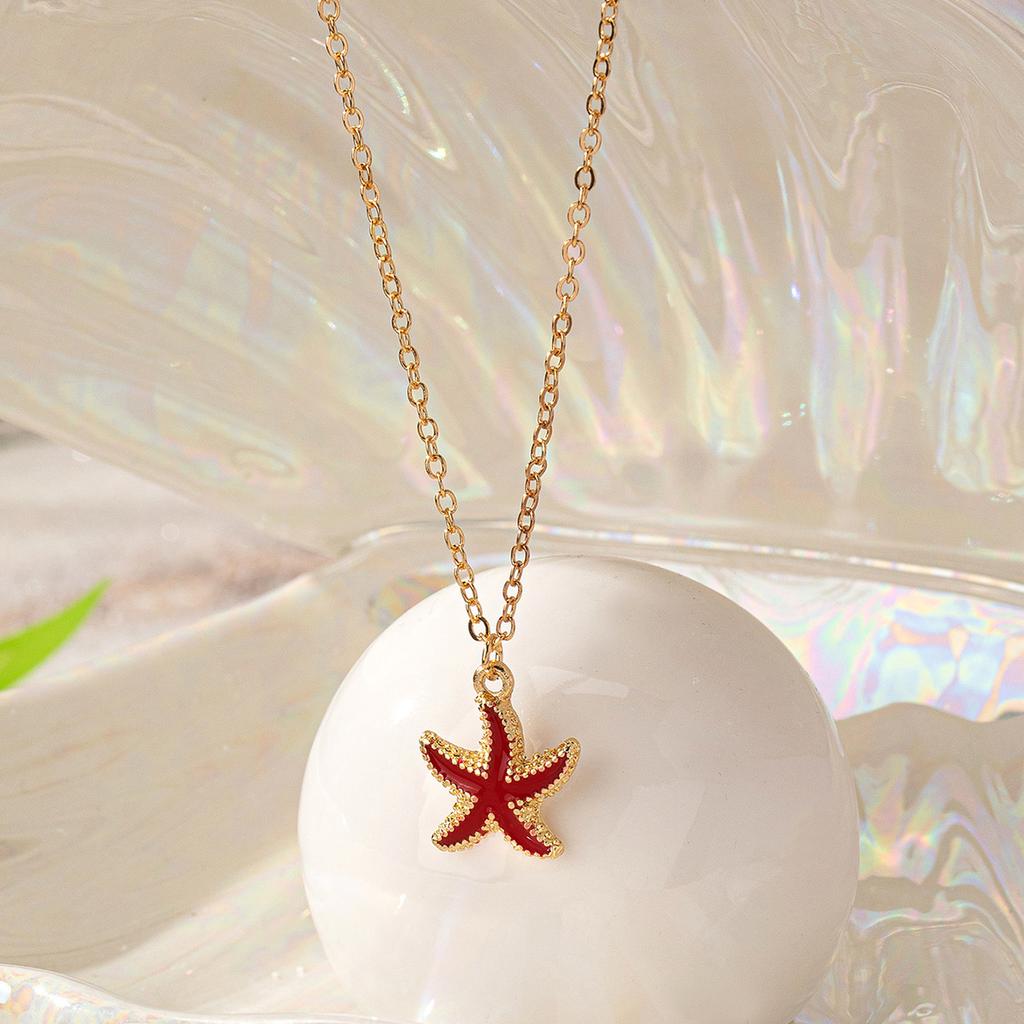Süße Süße Mehrfarbige Seestern Stern Anhänger Halskette für Damen Bohemia Charm Mode Sommer Strand Halsband Schmuck Zubehör Geschenk