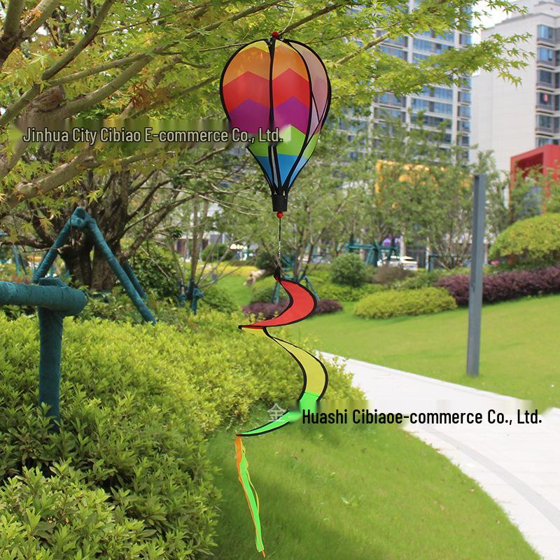 Rainbow Hot Air Balloon Garden Wind Spinner Ornament