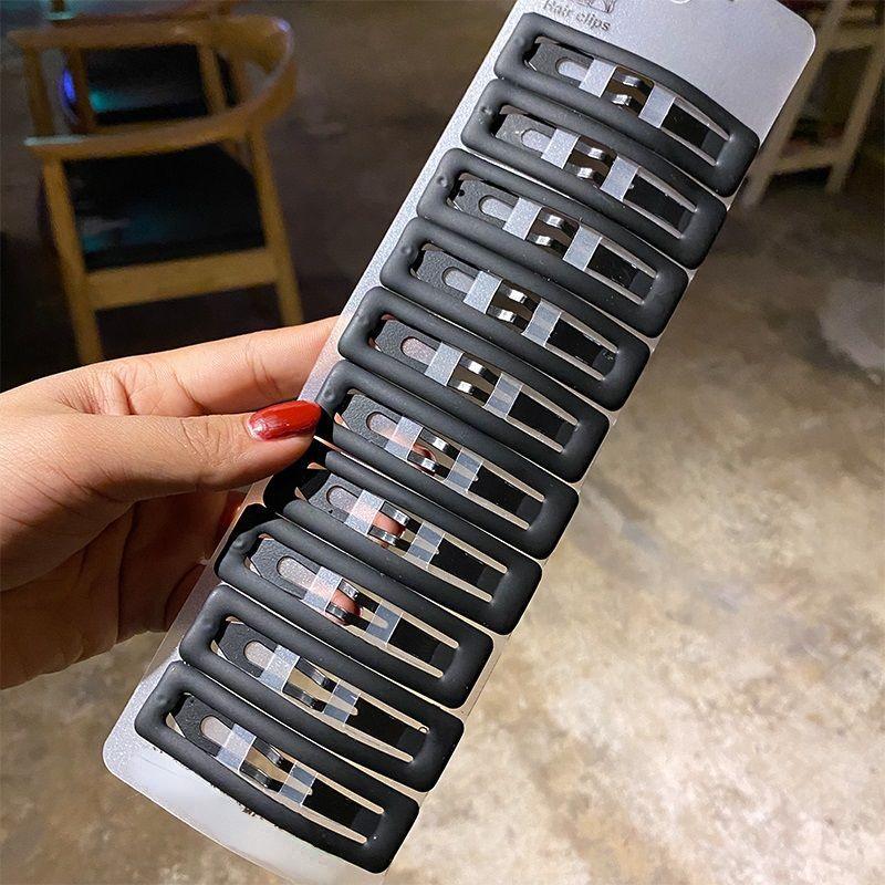 10pcs/set Matt Black Bobby Pins Women Make Up Hair Clip Barretttes Alloy Hairpin Big Water-drop Geometric Non-slip Styling Tools