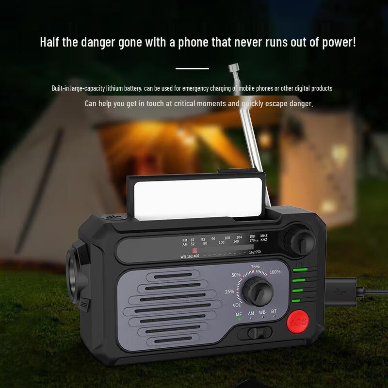 Emergency Hand-Crank Solar Flashlight Radio