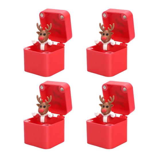 1/2/4Pcs Christmas Middle Finger In A Box Ornament Pop-up Santa Claus Reindeer Snowman Box Desktop Decoration Tricky Props Gag Prank Gift