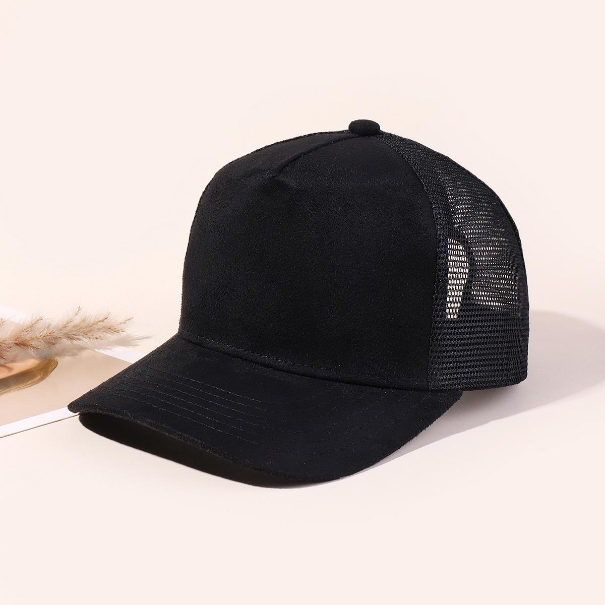 Wholesale High Quality Blank Embroidery Patch Custom Brand Design Curved Brim Blank 5 Panel Mesh Suede Trucker Hat 54-64cm чёрный