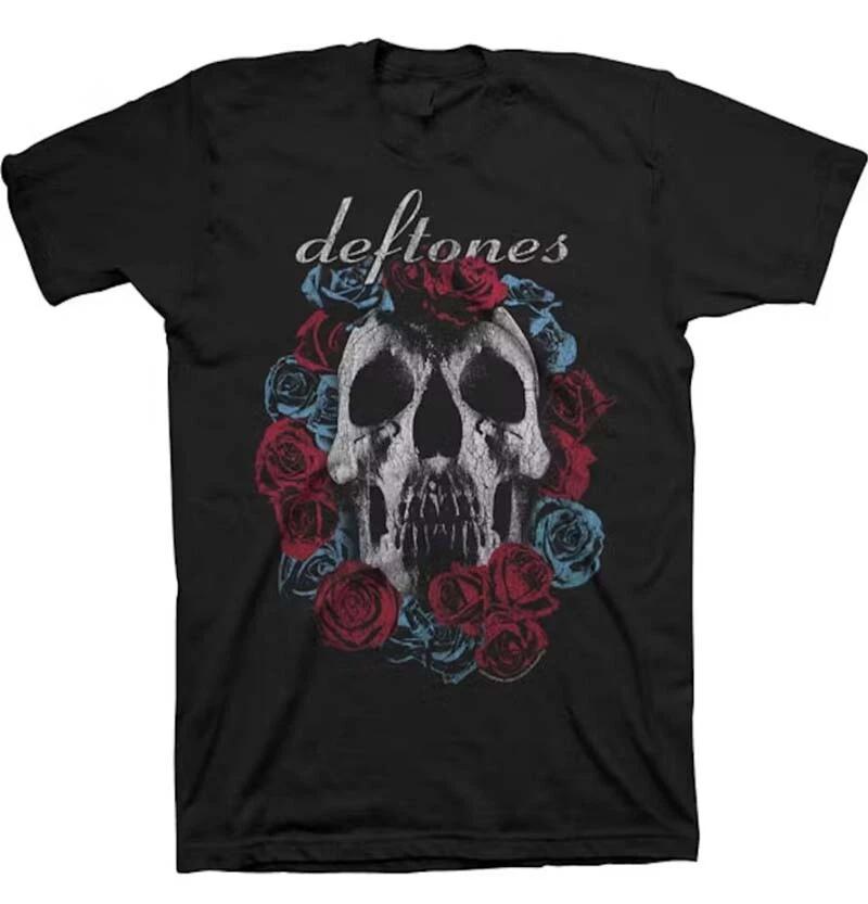 New Authentic Deftones Skull & Rose Heavy Metal Band Black T-Shirt (SML-2XL) S