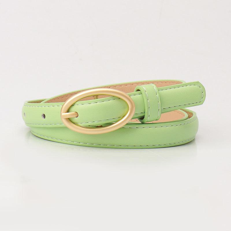 New Women's Belt Fashionable Versatile Candy Color Decorative Jeans Belt for Women Korean Style Oval Pin Buckle Thin Belt