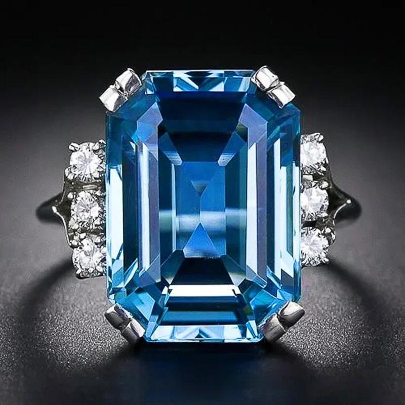

2026 Luxury Simple Big Rectangle Zirconia Rings for Women High Quality Fashion Wedding Party Zircon Valentine s Day Gift Hot 6