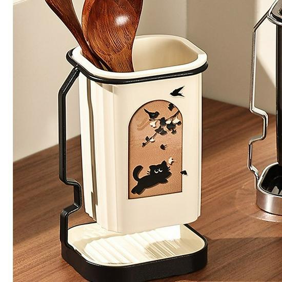 Punch-Free Wall-Mounted Chopstick & Spoon Holder - Multi-Functional Kitchen Draining Rack