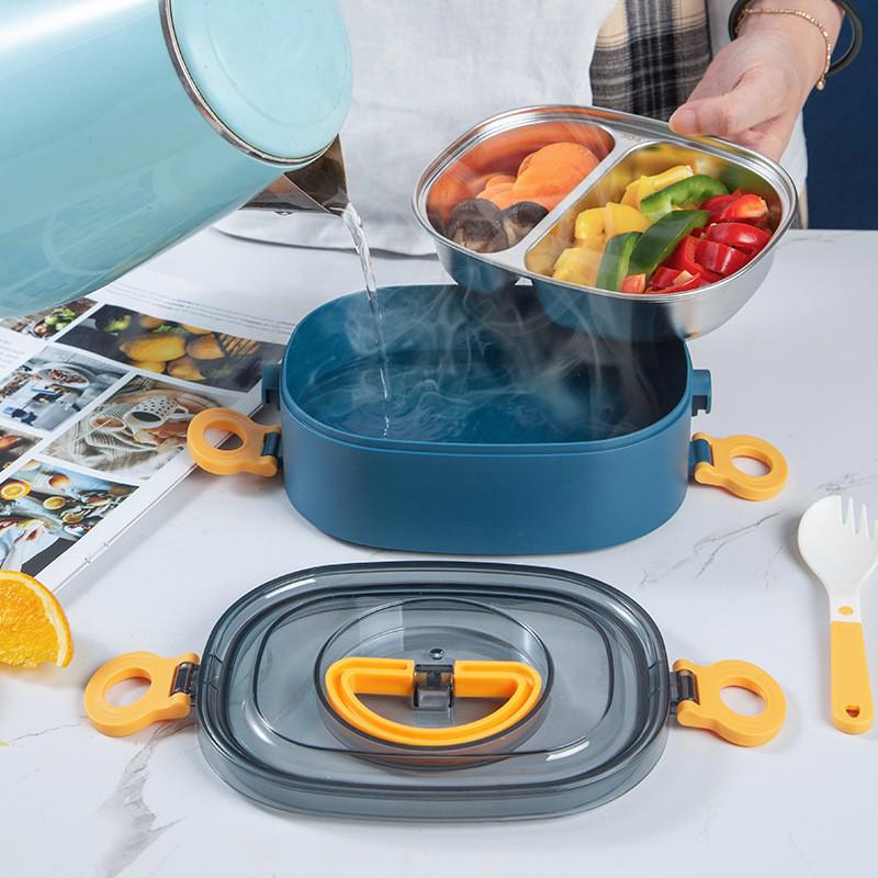 Microwaveable Insulated Lunch Box with Cutlery: Large Capacity Bento for Office Workers and Students