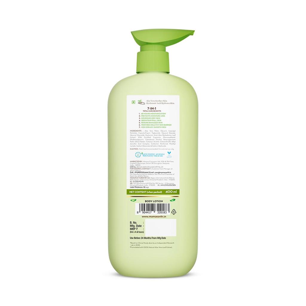 Mamaearth Aloe Refresh Hydrating Body Lotion 400ml | Lightweight Non-Sticky Moisturizer for Soft Smooth Skin
