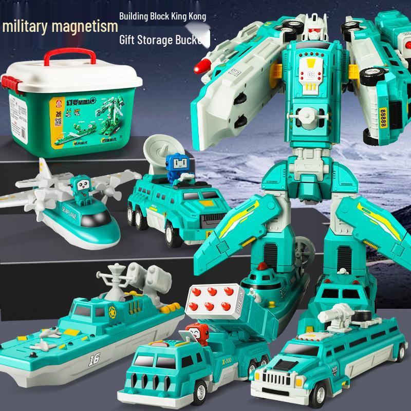Children's Magnetic Transforming Robot Building Blocks Toy Set
