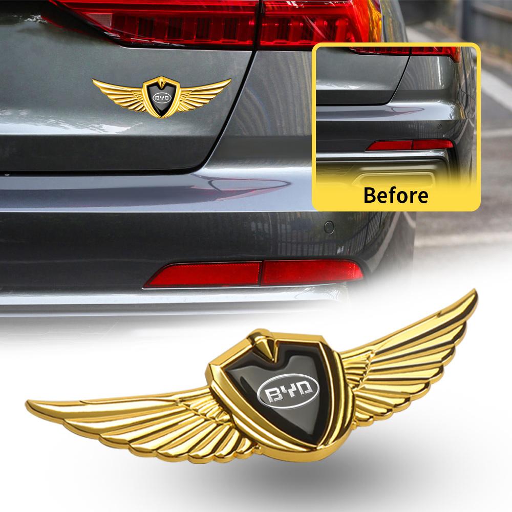 1/2Pcs Car Styling Badge Decal Metal Wings Body Decoration Sticker For BYD Sealion Seal U Dmi Atto Dolphin Surf EV Tang Qin Song