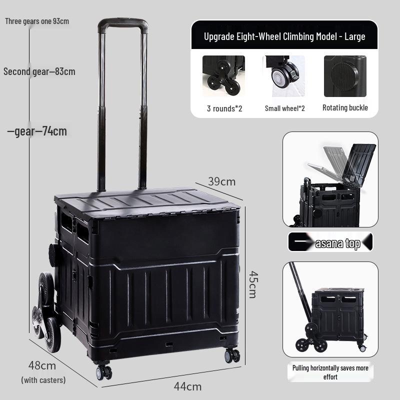 Portable Stair-Climbing Trolley: Folding Cart for Groceries, Camping, and Outdoor Use