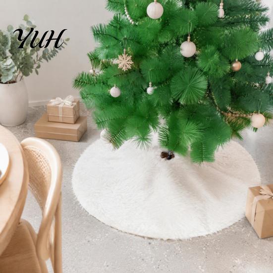 Decorative Tree Stand Cover for Xmas Party 24/30/36 Inch White Faux Fur Christmas Skirt, Soft Fluffy Plush Protective Holiday Decoration Base
