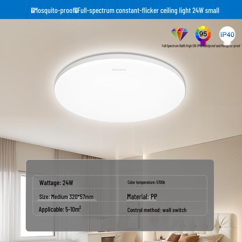 Three-Proof Minimalist Ceiling Light - Full Spectrum for Kitchen, Balcony, Bedroom