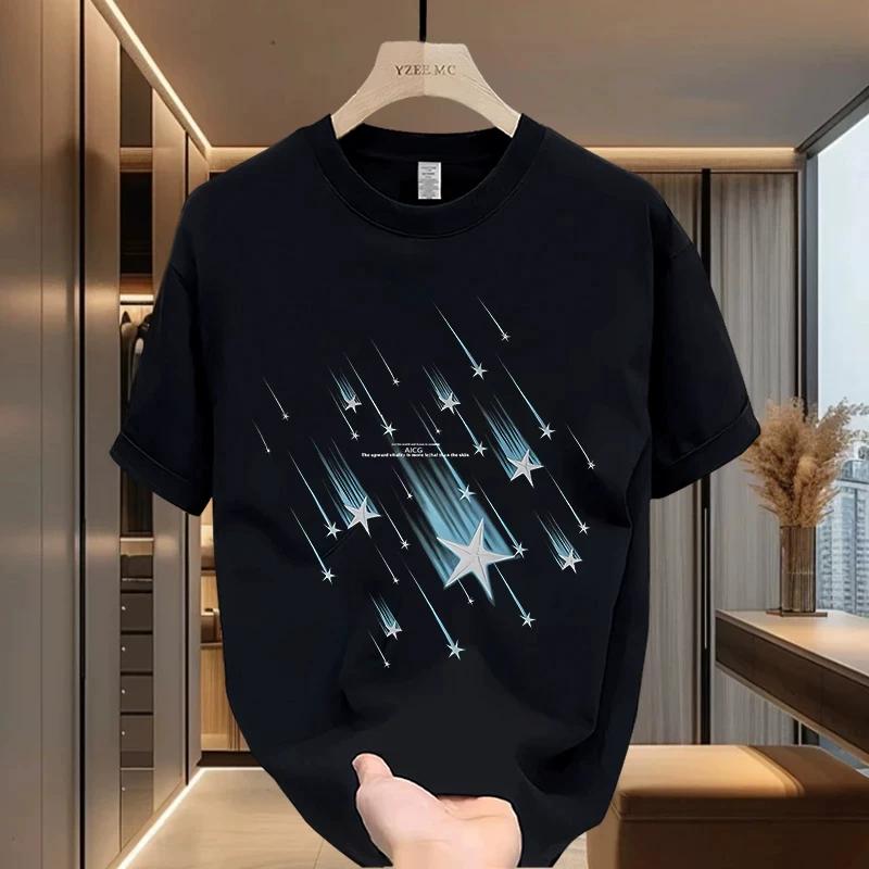 Men High Quality Cotton T Shirt Short Sleeve Crew Neck Casual Solid Color Top Soft Breathable Basic Tee for Summer Wear